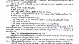 Thông báo nhập học của HS lớp 10 Trường THPT Tiên Lữ năm học 2024-2025